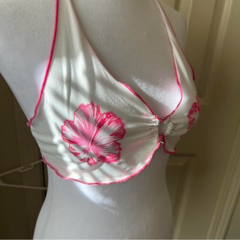 SHEIN Pink Floral Embroidered Bralette